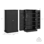 HOMCOM Freestanding Kitchen Pantry Cabinet, Kitchen Cabinet with 12 Door Shelves, Double Doors, 5-tier Shelving, Black - Image 3