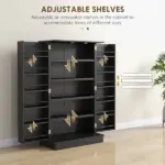HOMCOM Freestanding Kitchen Pantry Cabinet, Kitchen Cabinet with 12 Door Shelves, Double Doors, 5-tier Shelving, Black - Image 5