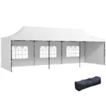 Outsunny Freestanding Shade Tent 9.5x28 White with Carry Bag Weights for Outdoor Events Gatherings Easy Transport - Image 11