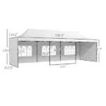 Outsunny Freestanding Shade Tent 9.5x28 White with Carry Bag Weights for Outdoor Events Gatherings Easy Transport - Image 3