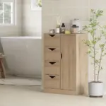 Freestanding Storage Cabinet Bathroom Floor Cabinet 4 Drawers Cupboard Oak for Bedroom Living Room - Image 2
