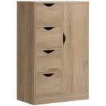 Freestanding Storage Cabinet Bathroom Floor Cabinet 4 Drawers Cupboard Oak for Bedroom Living Room