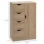 Freestanding Storage Cabinet Bathroom Floor Cabinet 4 Drawers Cupboard Oak for Bedroom Living Room - Image 3