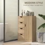 Freestanding Storage Cabinet Bathroom Floor Cabinet 4 Drawers Cupboard Oak for Bedroom Living Room - Image 4