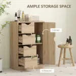 Freestanding Storage Cabinet Bathroom Floor Cabinet 4 Drawers Cupboard Oak for Bedroom Living Room - Image 5