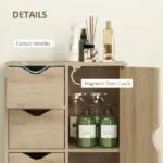 Freestanding Storage Cabinet Bathroom Floor Cabinet 4 Drawers Cupboard Oak for Bedroom Living Room - Image 6