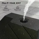 Outsunny Freestanding Umbrella Base: Heavy-Duty, Adjustable for Water or Sand Filling, 132/176 lbs, Black| - Image 5