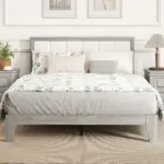 HOMCOM Full Bed Frame with Headboard Full Size Platform Bed Frame with Wooden Slats No Box Spring Needed Easy Assembly Gray - Image 2