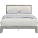 HOMCOM Full Bed Frame with Headboard Full Size Platform Bed Frame with Wooden Slats No Box Spring Needed Easy Assembly Gray - Image 11
