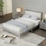 HOMCOM Full Bed Frame with Headboard Full Size Platform Bed Frame with Wooden Slats No Box Spring Needed Easy Assembly Gray - Image 9