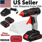 Keegan Tools 20V Cordless Hot Glue Gun Kit with 2 Batteries and 36 Glue Sticks