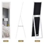 Full-Size White Mirror, Floor Standing or Wall-Mounted, Rectangle, for Bedroom, Living Room - Image 7