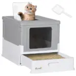 Fully Enclosed Cat Litter Box, Front Entry, Top Exit, Easy Clean, Gray - Image 11