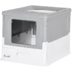 Fully Enclosed Cat Litter Box, Front Entry, Top Exit, Easy Clean, Gray
