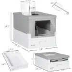 Fully Enclosed Cat Litter Box, Front Entry, Top Exit, Easy Clean, Gray - Image 3