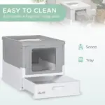 Fully Enclosed Cat Litter Box, Front Entry, Top Exit, Easy Clean, Gray - Image 4