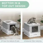 Fully Enclosed Cat Litter Box, Front Entry, Top Exit, Easy Clean, Gray - Image 5