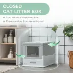 Fully Enclosed Cat Litter Box, Front Entry, Top Exit, Easy Clean, Gray - Image 6