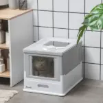 Fully Enclosed Cat Litter Box, Front Entry, Top Exit, Easy Clean, Gray - Image 10