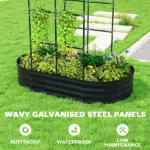 Galvanised Raised Garden Bed with Arched Trellis, 5 x 3 x 6ft Metal Outdoor Planter Box with Open Bottom, Dark Gray - Image 6
