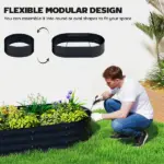 Galvanised Raised Garden Bed with Arched Trellis, 5 x 3 x 6ft Metal Outdoor Planter Box with Open Bottom, Dark Gray - Image 7