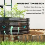 Galvanised Raised Garden Bed with Arched Trellis, 5 x 3 x 6ft Metal Outdoor Planter Box with Open Bottom, Dark Gray - Image 9