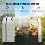 Outsunny Galvanised Raised Garden Bed with Greenhouse Cover, Metal Elevated Garden Bed with Bed Liner, Bottom Shelf, Black - Image 4