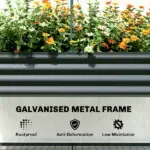 Outsunny Galvanised Raised Garden Bed with Greenhouse Cover, Metal Elevated Garden Bed with Bed Liner, Bottom Shelf, Dark Gray - Image 8