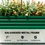 Outsunny Galvanised Raised Garden Bed with Greenhouse Cover, Metal Elevated Garden Bed with Bed Liner, Bottom Shelf, Green - Image 8