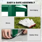 Outsunny Galvanised Raised Garden Bed with Greenhouse Cover, Metal Elevated Garden Bed with Bed Liner, Bottom Shelf, Green - Image 9