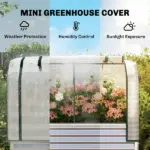 Outsunny Galvanised Raised Garden Bed with Greenhouse Cover, Metal Elevated Garden Bed with Bed Liner, Bottom Shelf, Silver - Image 4
