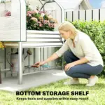 Outsunny Galvanised Raised Garden Bed with Greenhouse Cover, Metal Elevated Garden Bed with Bed Liner, Bottom Shelf, Silver - Image 7