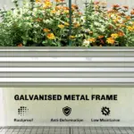 Outsunny Galvanised Raised Garden Bed with Greenhouse Cover, Metal Elevated Garden Bed with Bed Liner, Bottom Shelf, Silver - Image 8