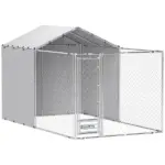 Galvanized Chain Link Large Outdoor Dog Kennel with Waterproof and UV-Resistant Cover, for M and L Dogs, 13.1' x 7.5' x 7.5' - Image 11