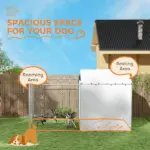 Galvanized Chain Link Large Outdoor Dog Kennel with Waterproof and UV-Resistant Cover, for M and L Dogs, 13.1' x 7.5' x 7.5' - Image 4