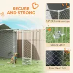 Galvanized Chain Link Large Outdoor Dog Kennel with Waterproof and UV-Resistant Cover, for M and L Dogs, 13.1' x 7.5' x 7.5' - Image 5