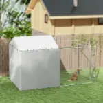 Galvanized Chain Link Large Outdoor Dog Kennel with Waterproof and UV-Resistant Cover, for M and L Dogs, 13.1' x 7.5' x 7.5' - Image 9