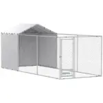 PawHut Galvanized Chain Link Large Outdoor Dog Kennel with Waterproof and UV-Resistant Cover, for MandL Dogs, 19.7' x 7.5' x 7.5' - Image 11