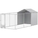 PawHut Galvanized Chain Link Large Outdoor Dog Kennel with Waterproof and UV-Resistant Cover, for MandL Dogs, 19.7' x 7.5' x 7.5'