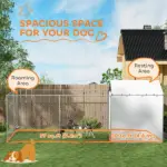 PawHut Galvanized Chain Link Large Outdoor Dog Kennel with Waterproof and UV-Resistant Cover, for MandL Dogs, 19.7' x 7.5' x 7.5' - Image 4