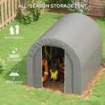 Galvanized Metal 6' x 8' Outdoor Storage Tent, Heavy Duty and Waterproof Portable Shed, for Bike, Motorcycle, Tools - Image 4