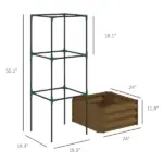 Galvanized Planter Box, 24" x 24" x 11.75" Raised Garden Bed with Tomato Cage for Climbing Vines, Brown - Image 3