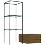 Galvanized Planter Box, 24" x 24" x 11.75" Raised Garden Bed with Tomato Cage for Climbing Vines, Brown - Image 8