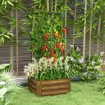 Galvanized Planter Box, 24" x 24" x 11.75" Raised Garden Bed with Tomato Cage for Climbing Vines, Brown - Image 10