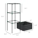 Galvanized Planter Box, 24" x 24" x 11.75" Raised Garden Bed with Tomato Cage for Climbing Vines, Dark Gray - Image 3