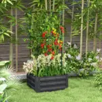 Galvanized Planter Box, 24" x 24" x 11.75" Raised Garden Bed with Tomato Cage for Climbing Vines, Dark Gray - Image 10