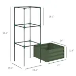 Outsunny Galvanized Planter Box, 24" x 24" x 11.75" Raised Garden Bed with Tomato Cage for Climbing Vines, Light Green - Image 3