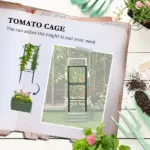 Outsunny Galvanized Planter Box, 24" x 24" x 11.75" Raised Garden Bed with Tomato Cage for Climbing Vines, Light Green - Image 4