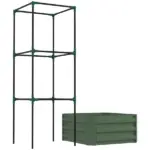 Outsunny Galvanized Planter Box, 24" x 24" x 11.75" Raised Garden Bed with Tomato Cage for Climbing Vines, Light Green - Image 8