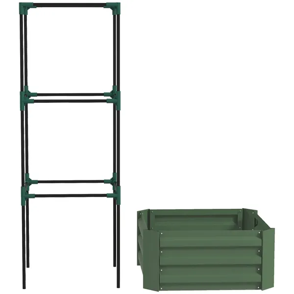 galvanized-planter-box-24-x-24-x-1175-raised-garden-bed-with-tomato-cage-for-climbing-vines-light-green.webp Outsunny Galvanized Planter Box, 24" x 24" x 11.75" Raised Garden Bed with Tomato Cage for Climbing Vines, Light Green - Image 1